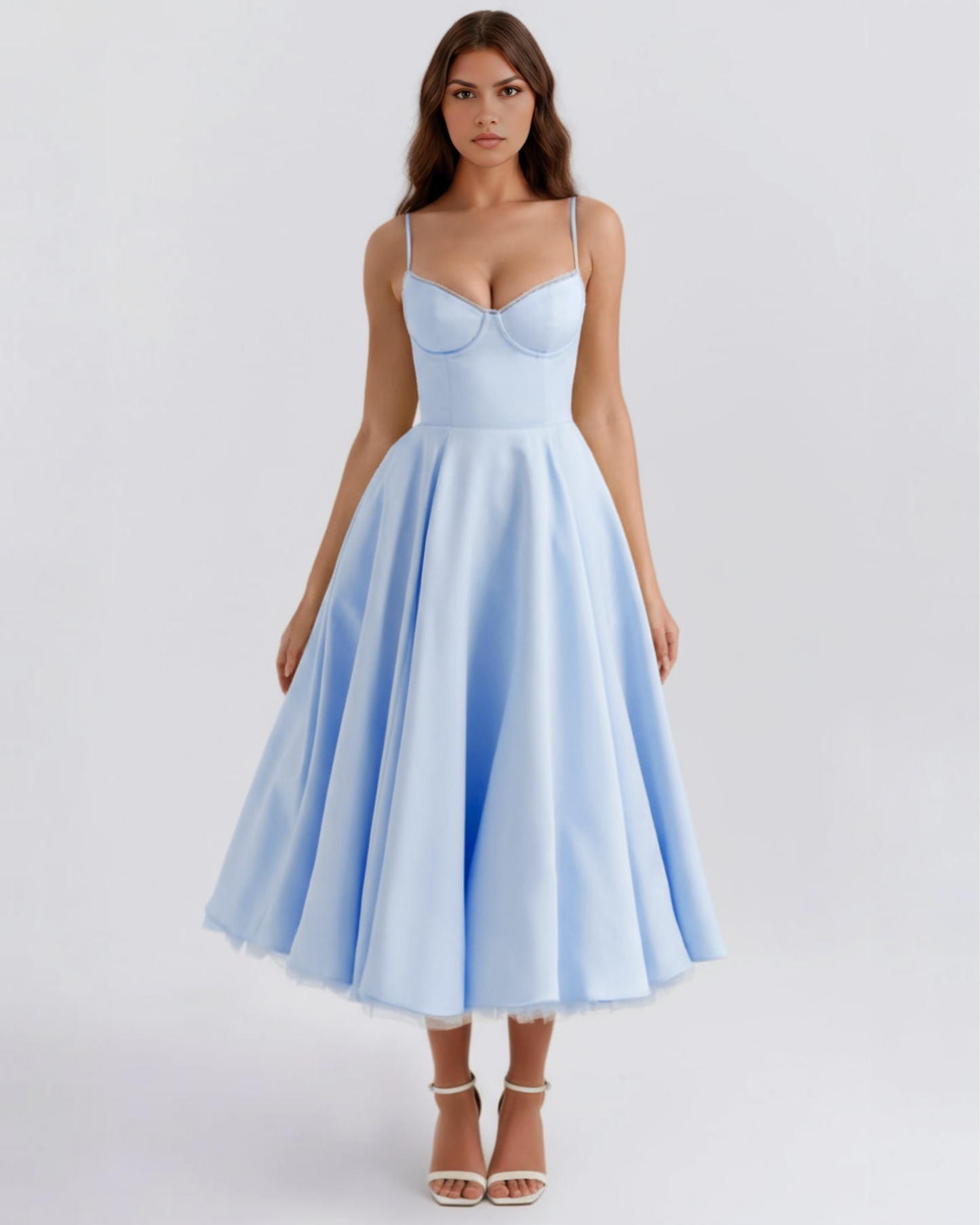 Claudia | Vestido Midi Azul Celeste