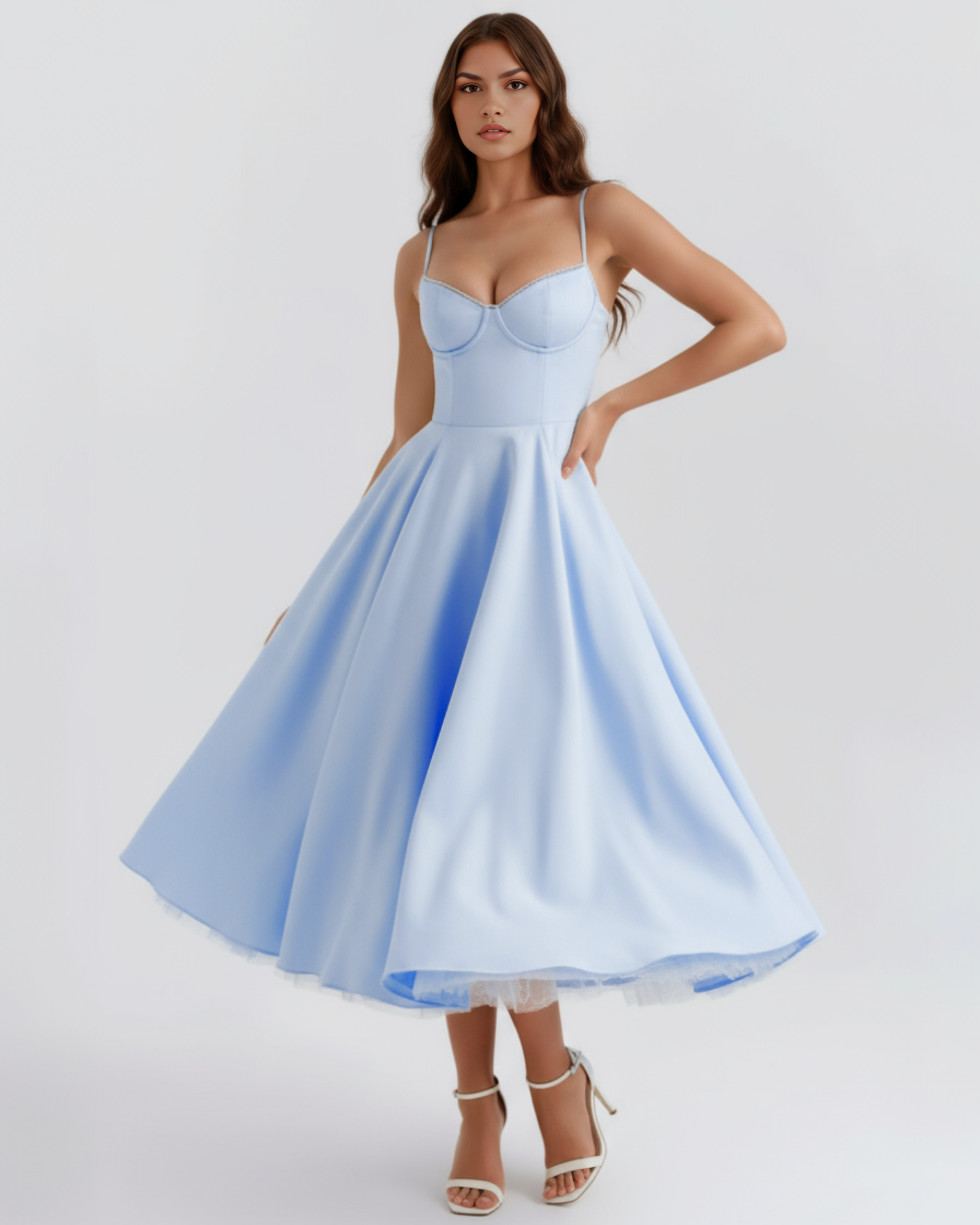Claudia | Vestido Midi Azul Celeste