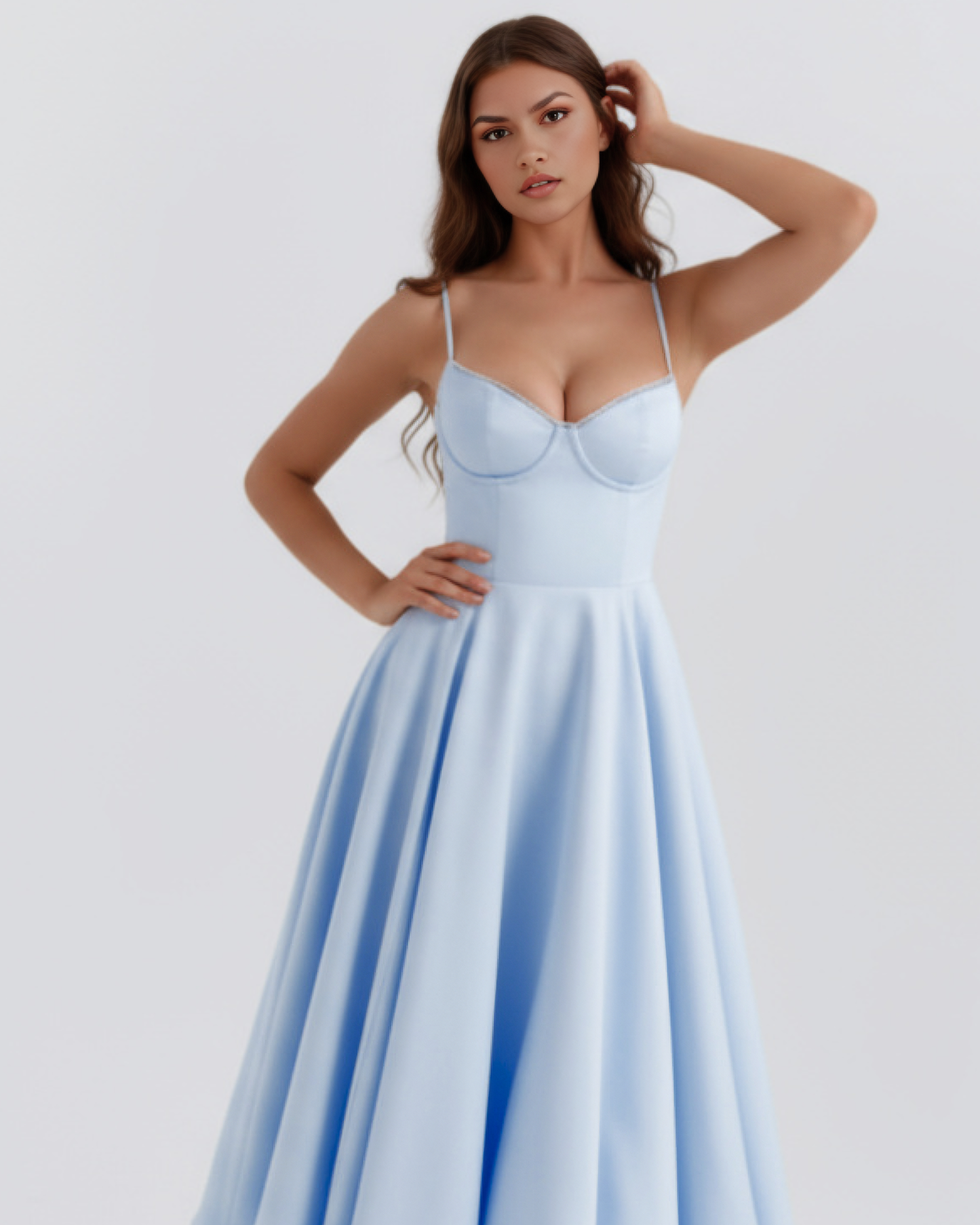 Claudia | Vestido Midi Azul Celeste
