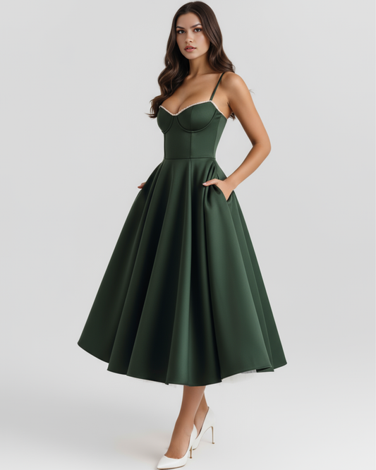 Claudia | Vestido Midi Verde