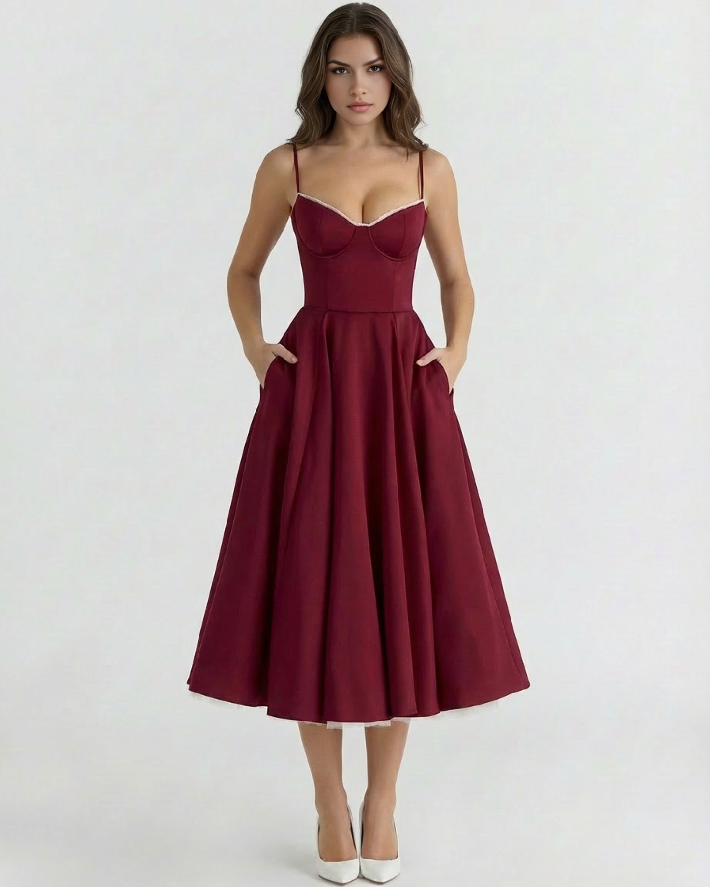 Claudia | Vestido Midi Rojo Vino