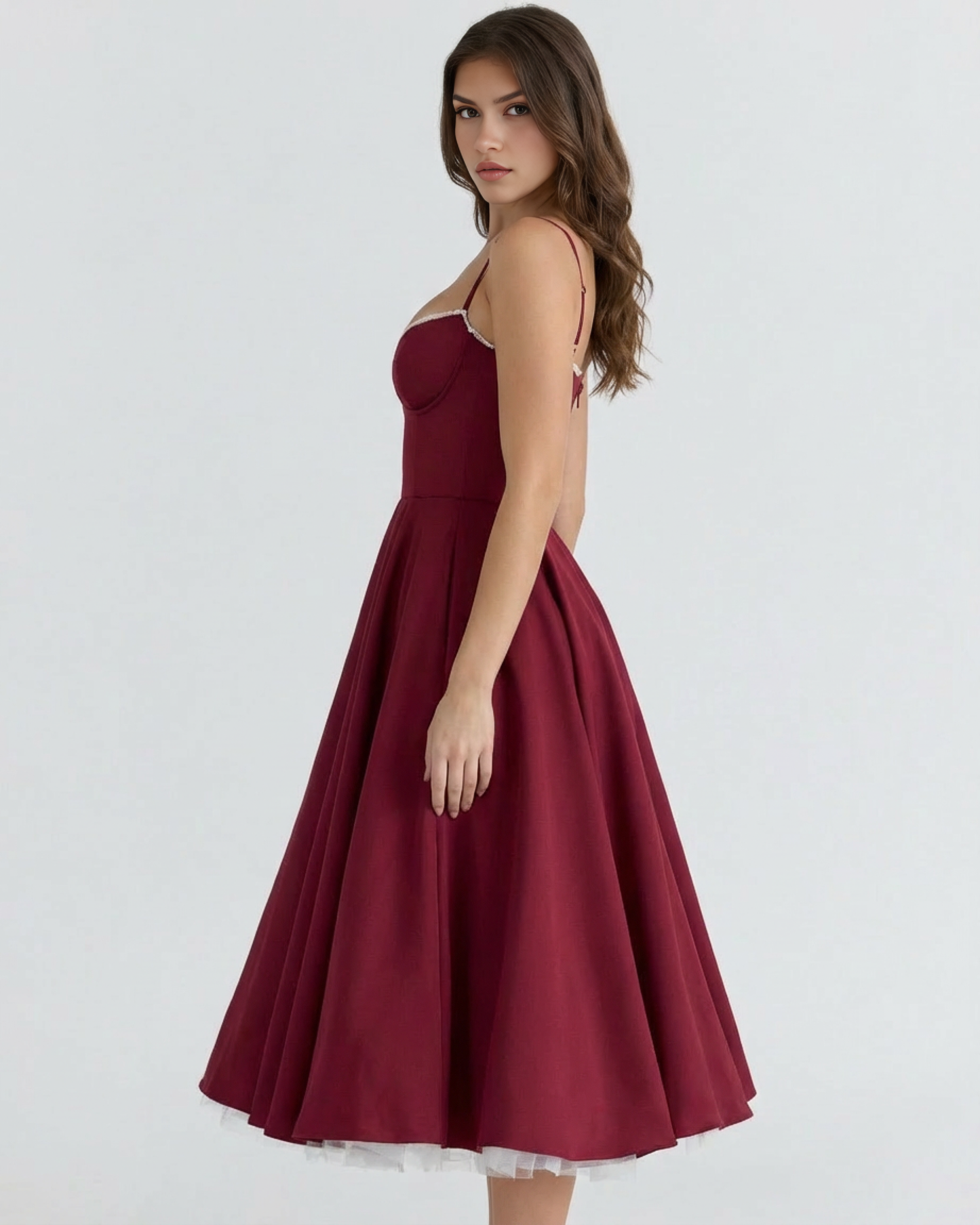 Claudia | Vestido Midi Rojo Vino