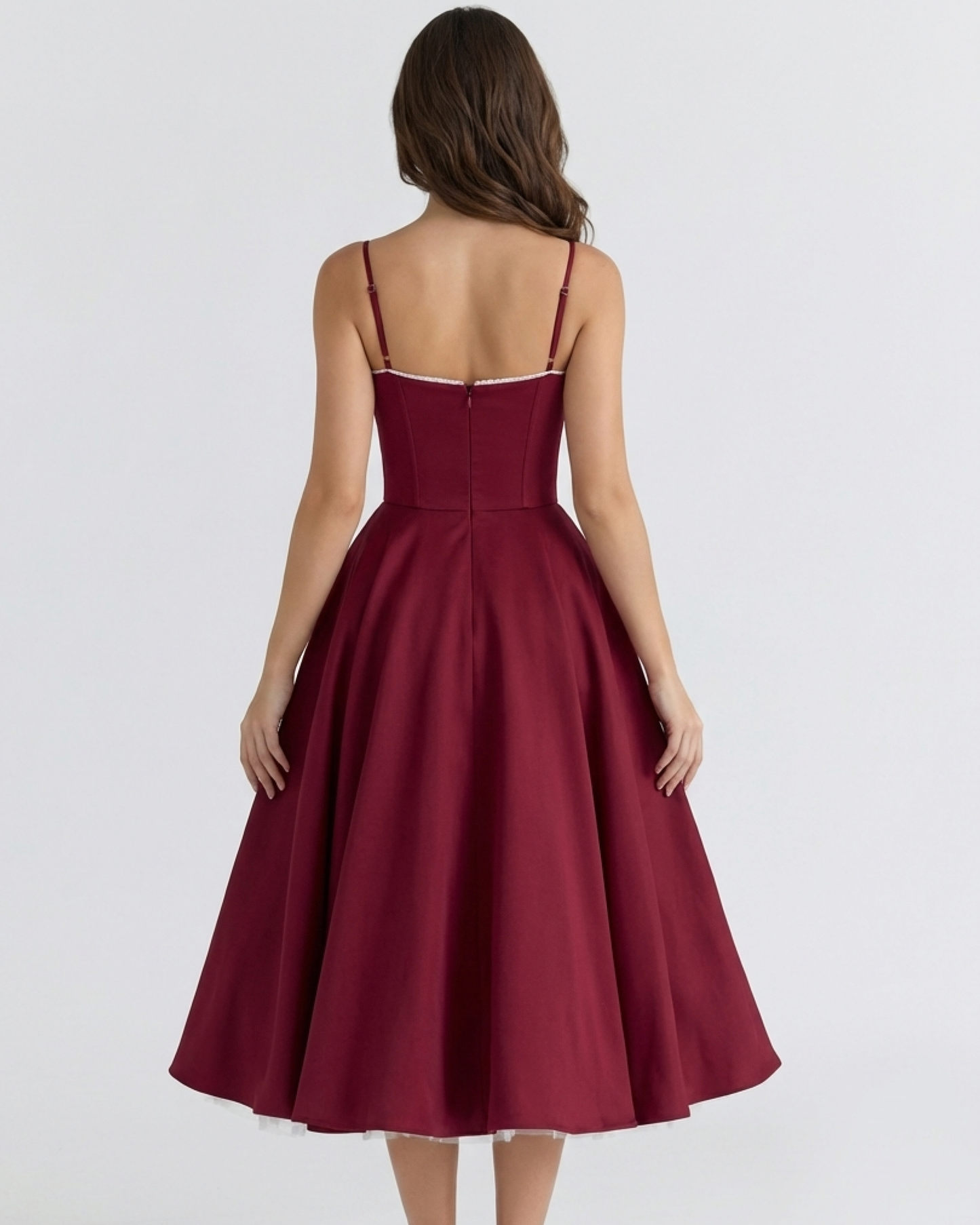 Claudia | Vestido Midi Rojo Vino