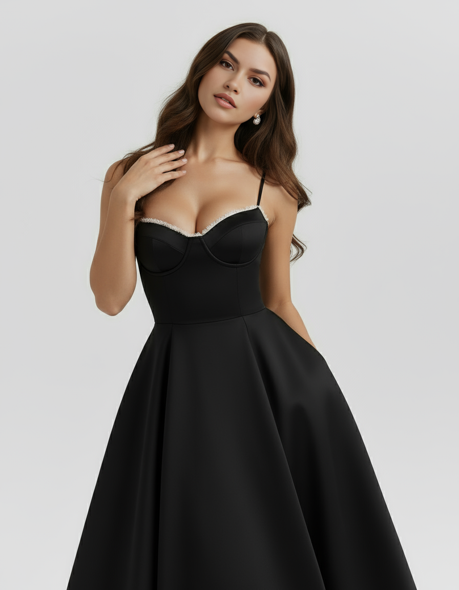 Claudia | Vestido Midi Negro