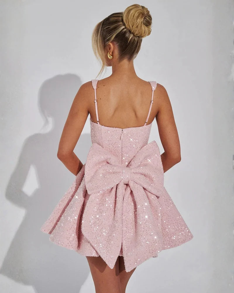 Kasandra | Vestido Mini Rosa Brillante