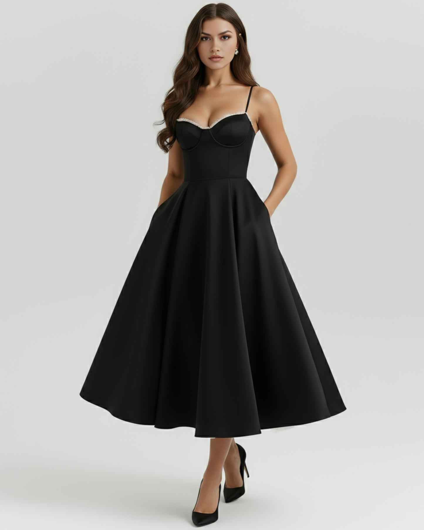 Claudia | Vestido Midi Negro