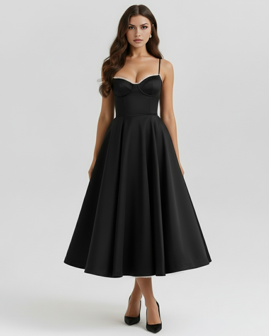 Claudia | Vestido Midi Negro
