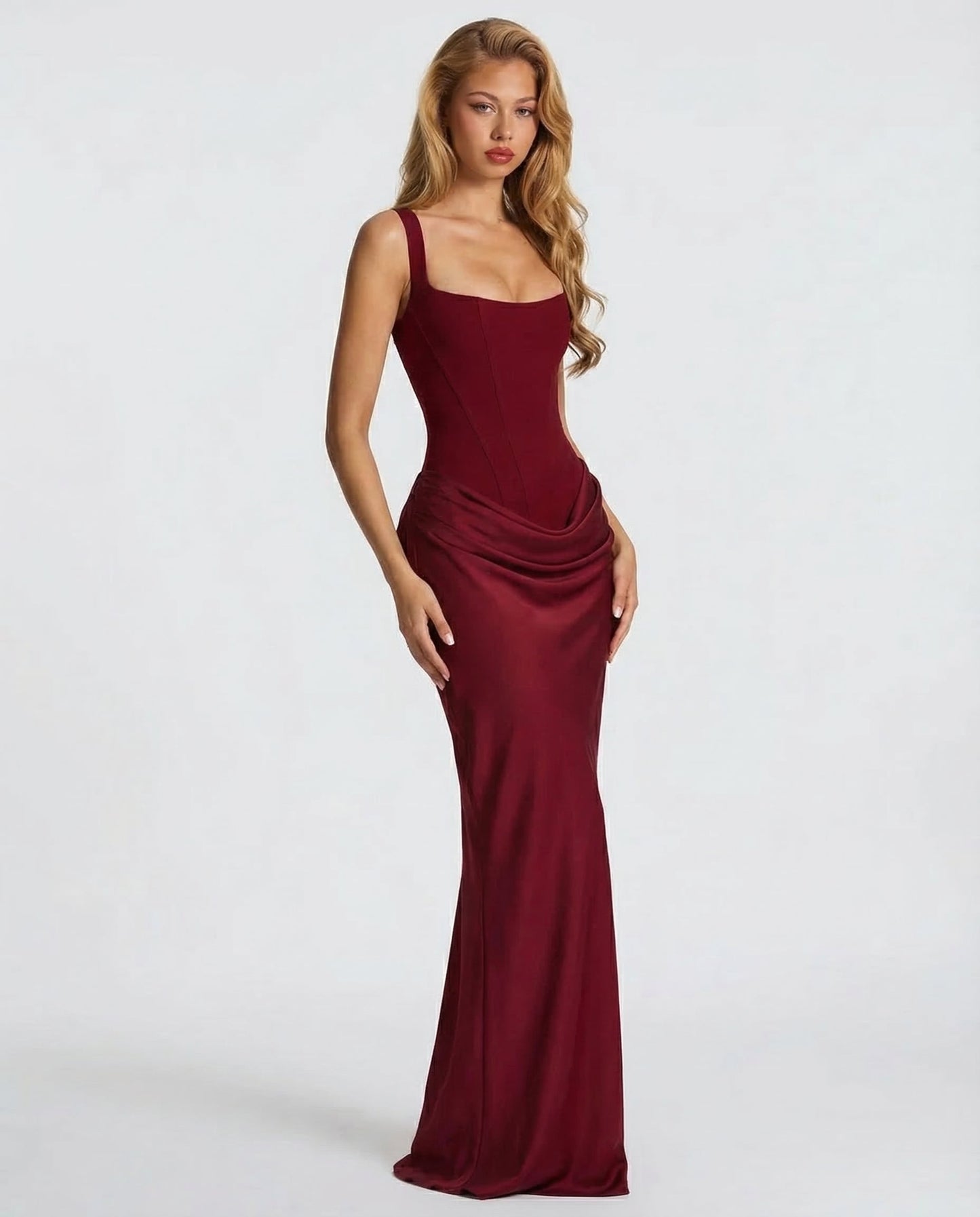 Eva | Vestido Maxi Vino Tinto